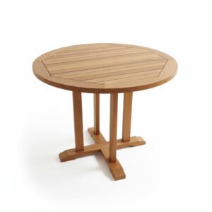 Mesa redonda de teca 90x77cm para 4 personas